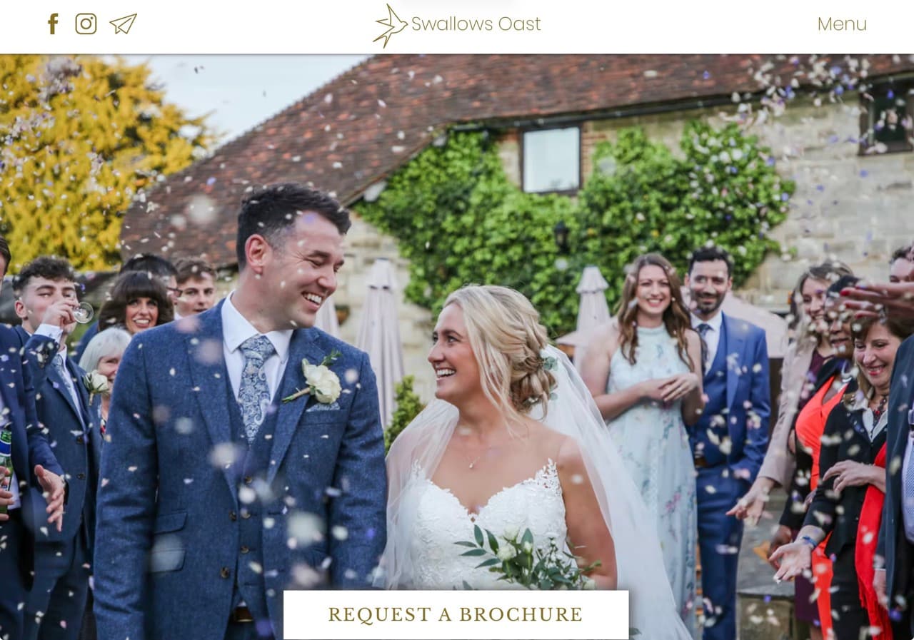 Swallows Oast Wedding Venue website screenshot